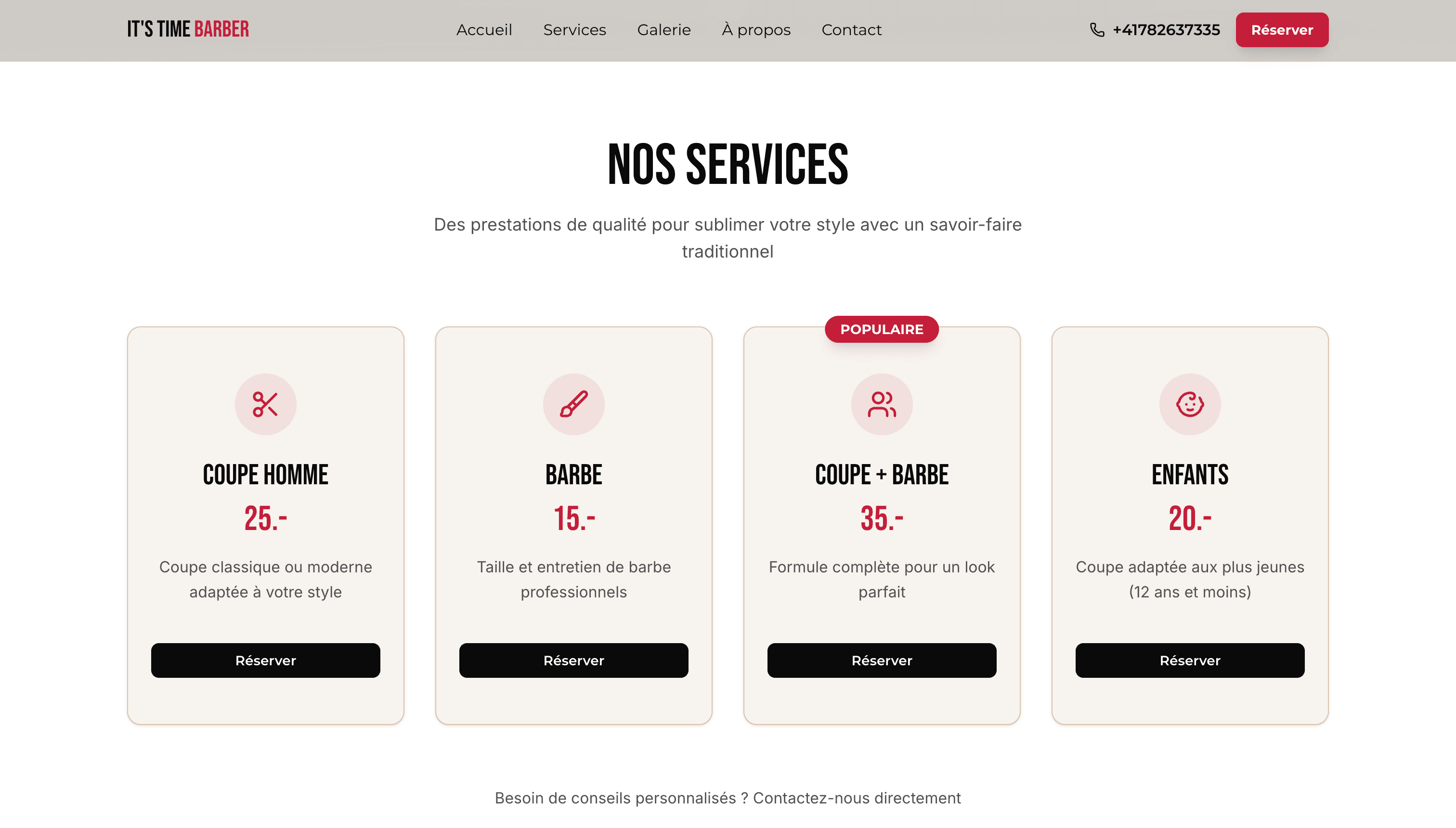 It's Time Barber — Services and prices, gathered in one place in the code